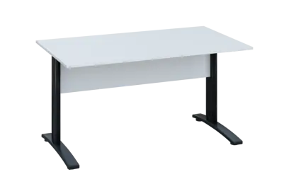 EPK 28 - 14 stůl kancelářský, kovová podnož černá, deska 25 mm, široký 1400 mm, bílá